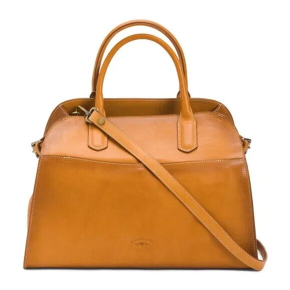 NWT ✅ CAVALCANTI Italian Leather RICH TAN Satchel #602 ✨ Brand New with Tags - Picture 1 of 17